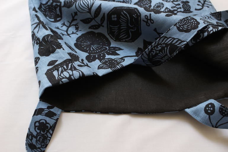 かたかけトートバック花図案の吹寄　ブルー×ネイビー